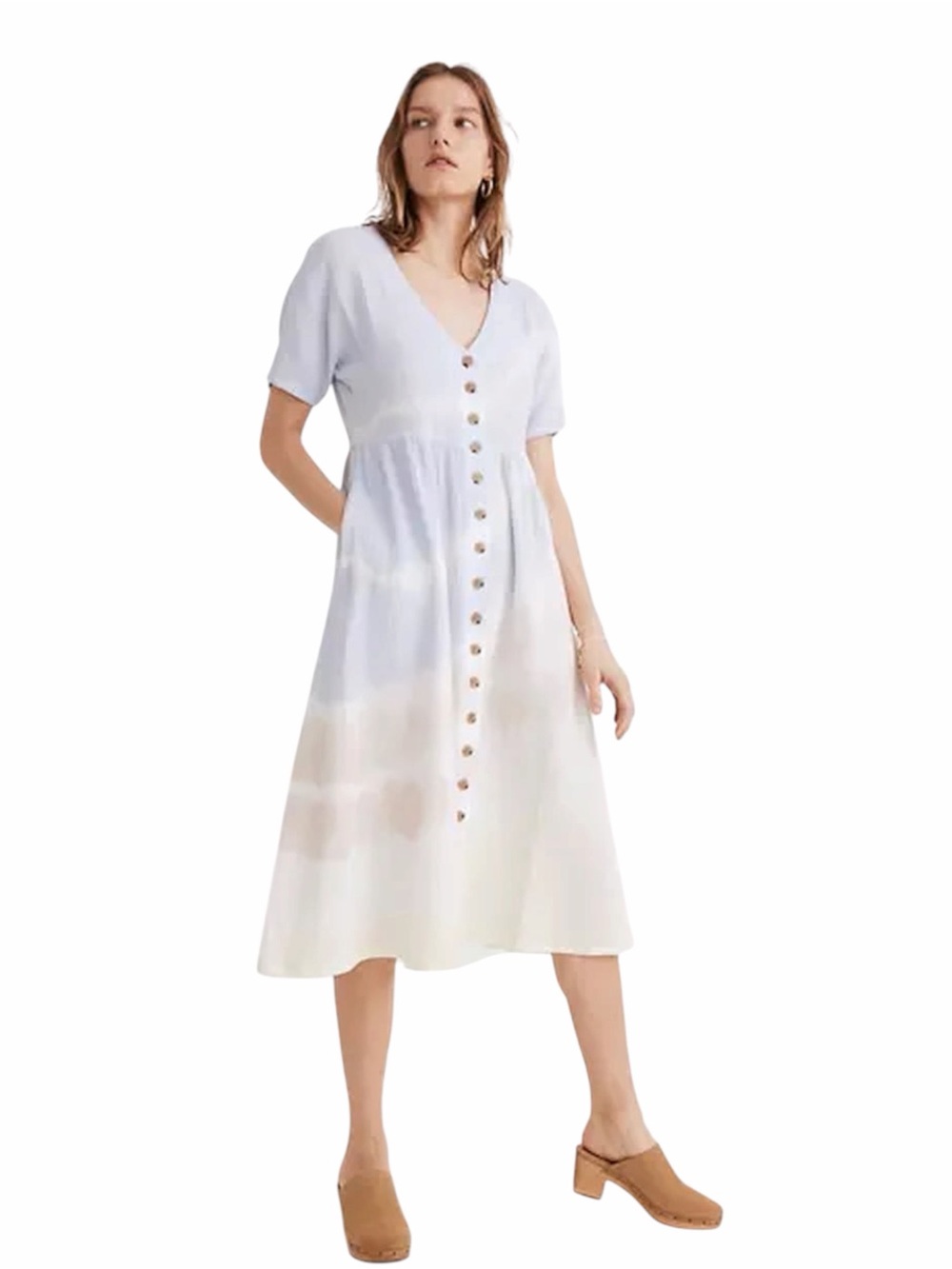 Madewell Tie-dye Lightspun Button-Front Midi Dress - Small